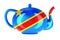 Teapot with Congolese Democratic Republic flag, 3D rendering