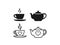 Teapot, cup icon. Vector illustration. Linear, outline, flat design