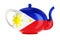 Teapot with Filipino flag, 3D rendering