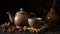 A teapot filled with ashwagandha generative AI