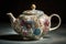 A Teapot With A Floral Design. Generative AI