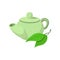 Teapot green tea icon, cartoon style