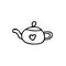 Teapot with heart. Element in hand drawn Scandinavian style. icon in simple liner. card, poster, menu. tea ceremony