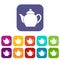Teapot icons set