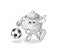 Teapot kicking the ball cartoon. cartoon mascot vector