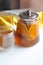 Teapot, morning, cup of tea concept - a cup of tea a cup on a white table morning turin double wall glass