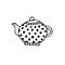 Teapot with polka dot pattern. Element in hand drawn Scandinavian style. icon in simple liner. card, poster, menu. tea ceremony