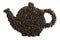 Teapot shape made of dry black tea leaves