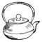 Teapot sketch. Old kettle. Boiling water utensil