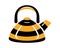 Teapot steel vector icon flat style. Black and yellow bee kettle isolated. Warm comfort in your home. Start of morning