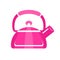 Teapot steel vector icon flat style. Pink kettle on isolated background. Warm comfort in your home. Start of the morning