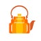 Teapot steel vector icon flat style. Pink kettle on isolated background. Warm comfort in your home. Start of the morning