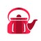 Teapot steel vector icon flat style. Red kettle on isolated background. Warm comfort in your home. Start of the morning