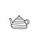 Teapot with stripes. Element in hand drawn Scandinavian style. icon in simple liner. card, poster, menu. tea ceremony