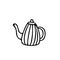 Teapot with stripes. Element in hand drawn Scandinavian style. icon in simple liner. card, poster, menu. tea ceremony