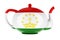 Teapot with Tajik flag, 3D rendering