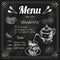 Teapot and teacup blackboard menu