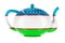 Teapot with Uzbek flag, 3D rendering
