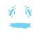 Tear drop with puddle. Sweat droplet with puddle. Cry icon. Cartoon tears. Blue falling raindrop. Water drips isolated on white