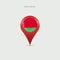 Teardrop map marker with flag of Belarus. 3D vector illustration