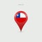 Teardrop map marker with flag of Chile. Vector illustration