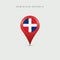Teardrop map marker with flag of Dominican Republic. 3D vector illustration