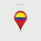 Teardrop map marker with flag of Ecuador. 3D vector illustration