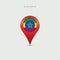 Teardrop map marker with flag of Ethiopia. 3D vector illustration