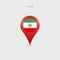 Teardrop map marker with flag of Iran. 3D vector illustration