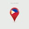 Teardrop map marker with flag of Philippines. Vector illustration