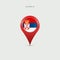 Teardrop map marker with flag of Serbia. 3D vector illustration