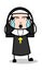Tearful Eyes - Cartoon Nun Lady Vector Illustration