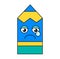 Teary pencil emoticon outline illustration