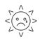 Teary sun smile linear icon