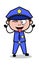 Teasing Expression - Retro Cop Policeman Vector Illustration