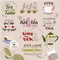 Teatime quote set vector lettering hand drawn cup of tea vintage print typography poster design teapot