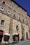 Teatro Poliziano Building in Piazzeta del Teatro Square from Montepulciano of VaL D`Orcia. Tuscany region. Italy