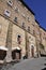 Teatro Poliziano Building in Piazzeta del Teatro Square from Montepulciano of VaL D`Orcia. Tuscany region. Italy