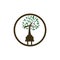 Tech church logo concept. Cord and church tree icon logo design.