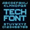 Tech font. Vector Alphabet.