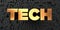 Tech - Gold text on black background - 3D rendered royalty free stock picture