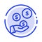 tech Industry, Hand, Dollar, Industry Blue Dotted Line Line Icon