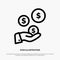 tech Industry, Hand, Dollar, Industry Line Icon Vector