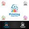 Tech Printing Company Logo Design for Media, Retail, Advertising, Newspaper or Book Concept