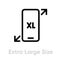 Tech specs extra large size phone icon. Editable line vector.