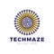 Tech sun maze concept logotype template design. Business logo icon shape. circle maze simple logo illustration