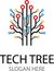 Tech tree electrical circuit digital logo. Abstract vector technology tree icon.