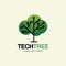 tech tree logo concept,green network technology logo vector.tech tree electrical circuit digital logo vector icon