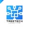 Tech tree square chip integrate technology element icons business logo