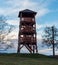 Techanovicka vyhlidka view tower above Stare Techanovice village in Czech republic